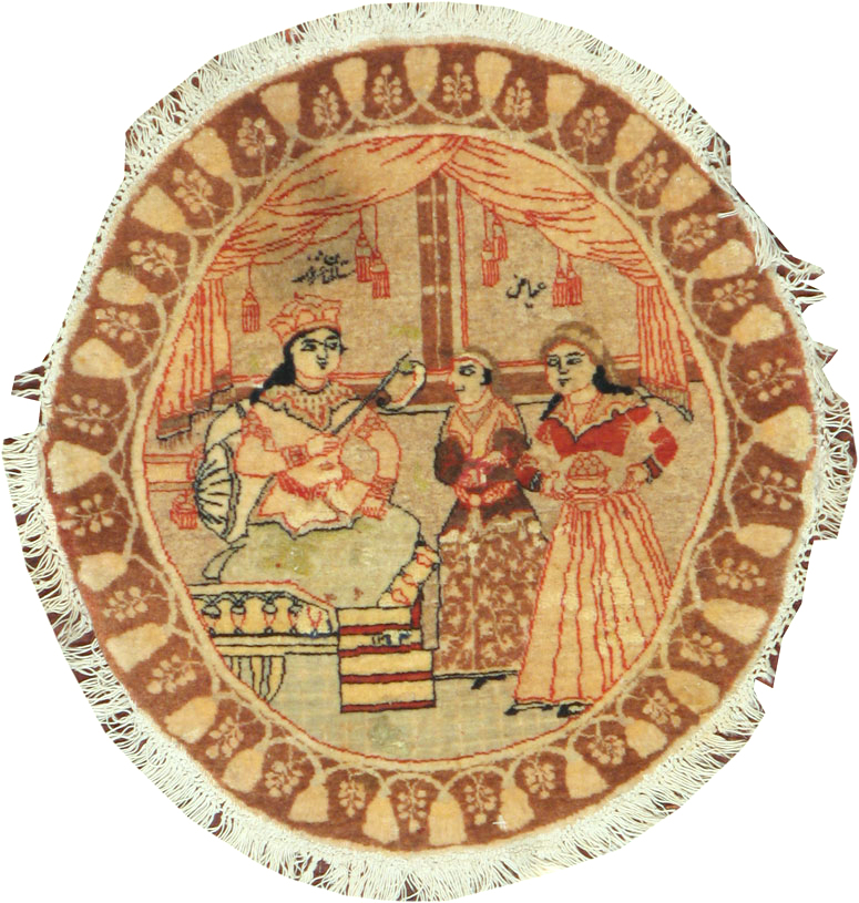 Vintage Persian Tabriz Pictorial Rug, No.17772 - Gss