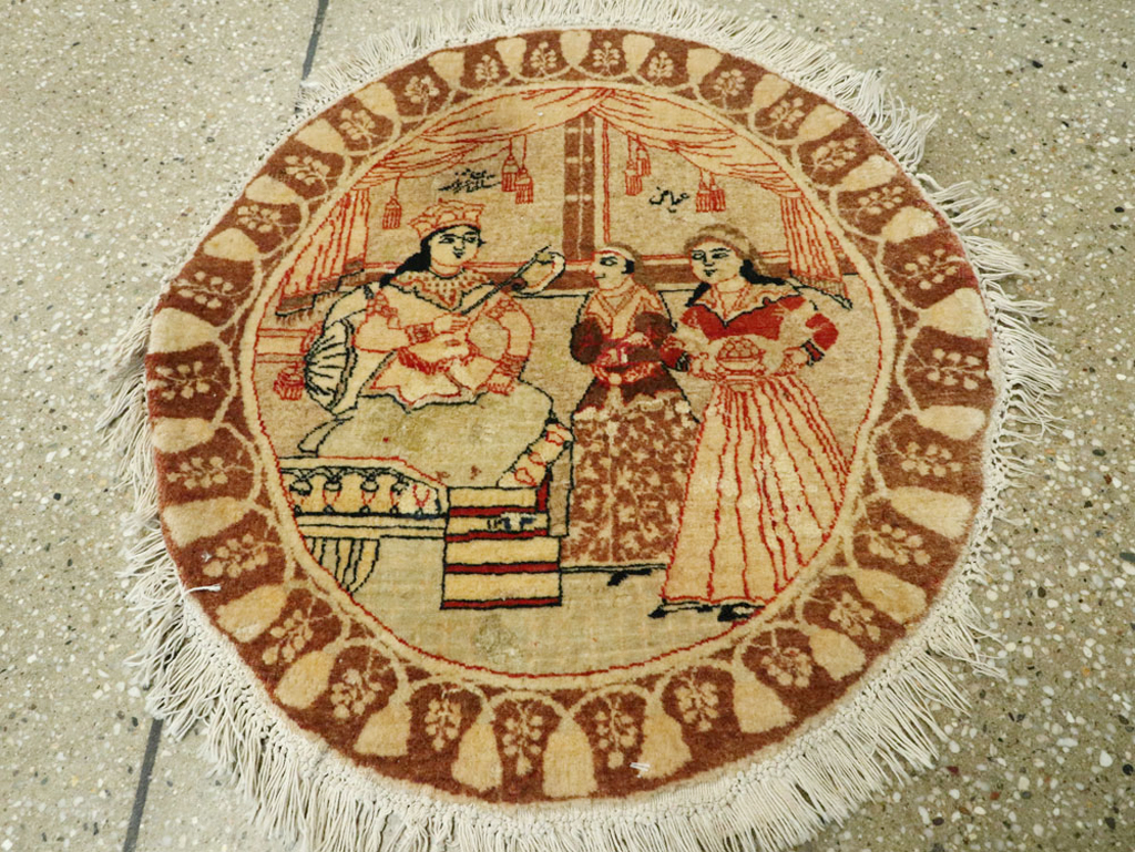 Vintage Persian Tabriz Pictorial Rug, No.17772 - Gss