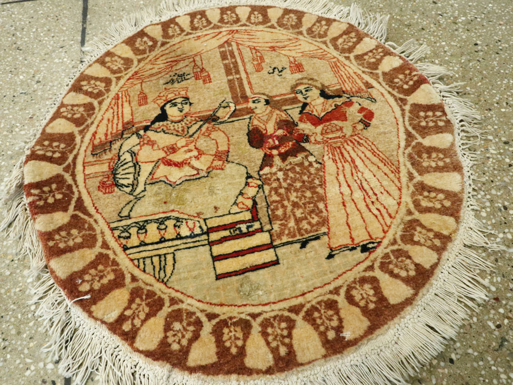 Vintage Persian Tabriz Pictorial Rug, No.17772 - Gss