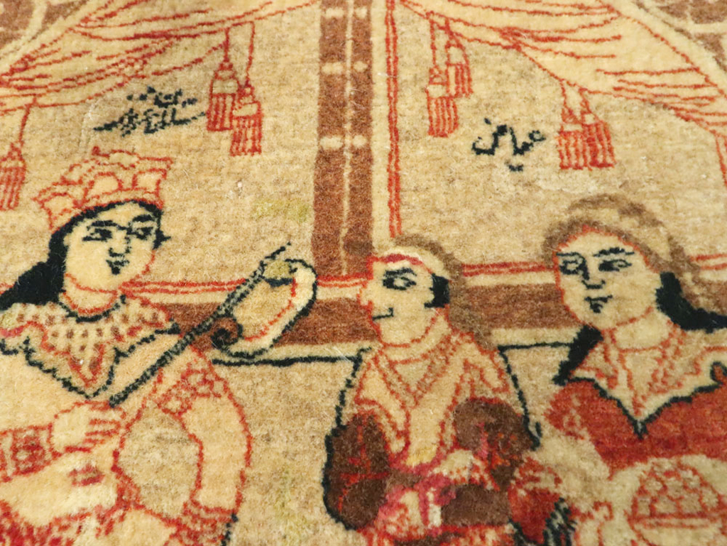 Vintage Persian Tabriz Pictorial Rug, No.17772 - Gss