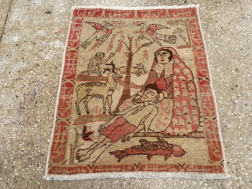 Antique Persian Tabriz Pictorial Rug, No.17773 - Gss