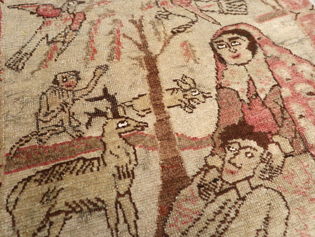 Antique Persian Tabriz Pictorial Rug, No.17773 - Gss