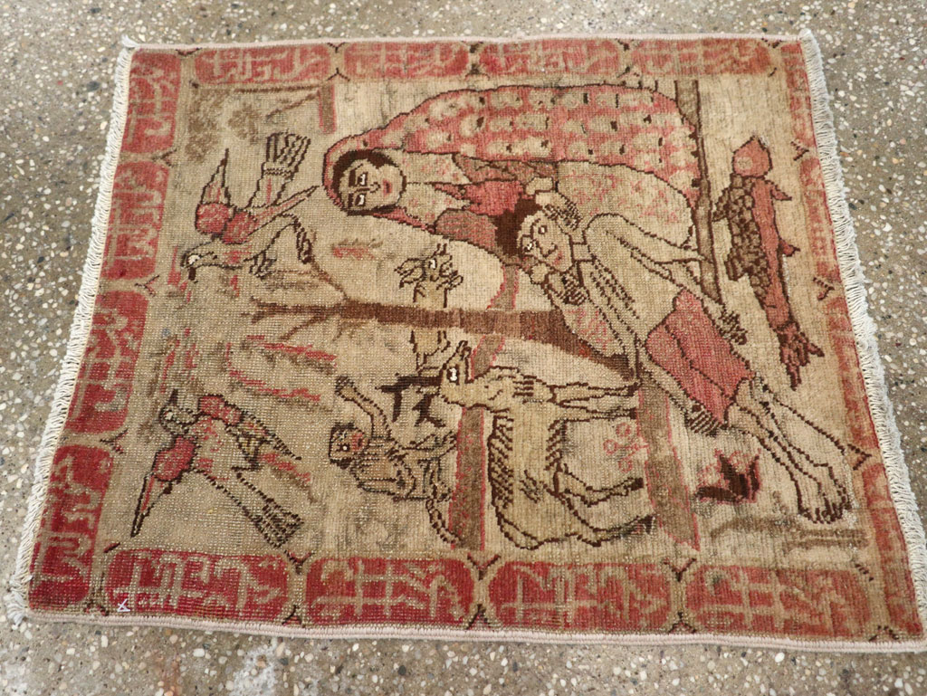 Antique Persian Tabriz Pictorial Rug, No.17773 - Gss