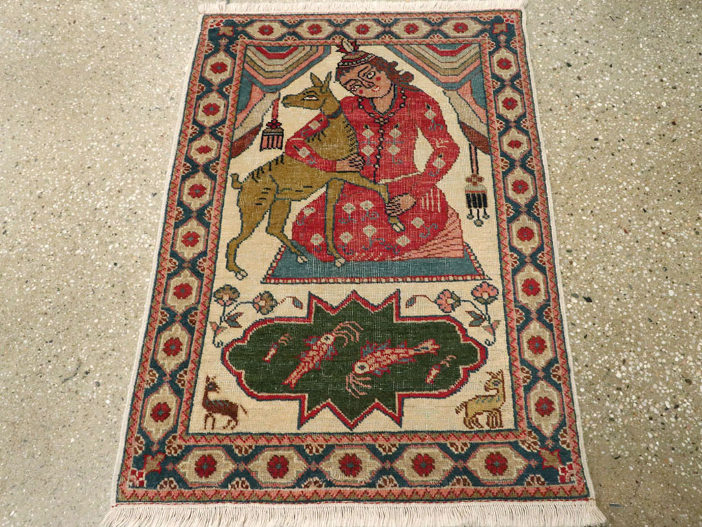 Vintage Persian Tabriz Pictorial Rug, No.17774 - Gss