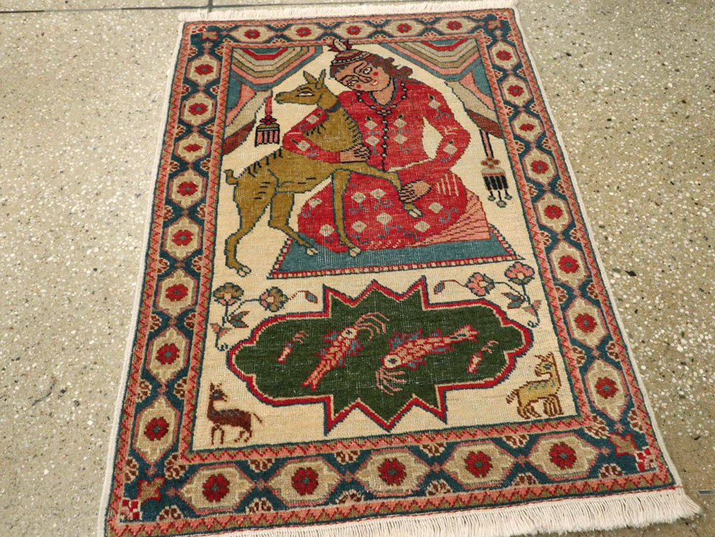 Vintage Persian Tabriz Pictorial Rug, No.17774 - Gss