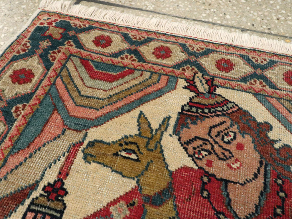 Vintage Persian Tabriz Pictorial Rug, No.17774 - Gss