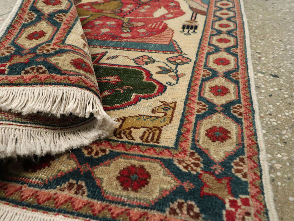 Vintage Persian Tabriz Pictorial Rug, No.17774 - Gss