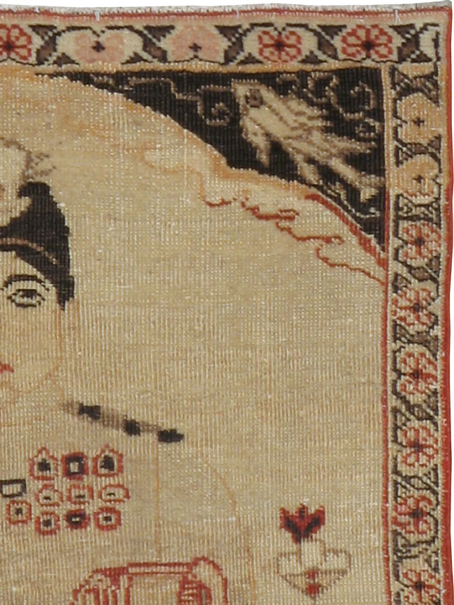 Vintage Persian Tabriz Pictorial Rug, No.17775 - Gss