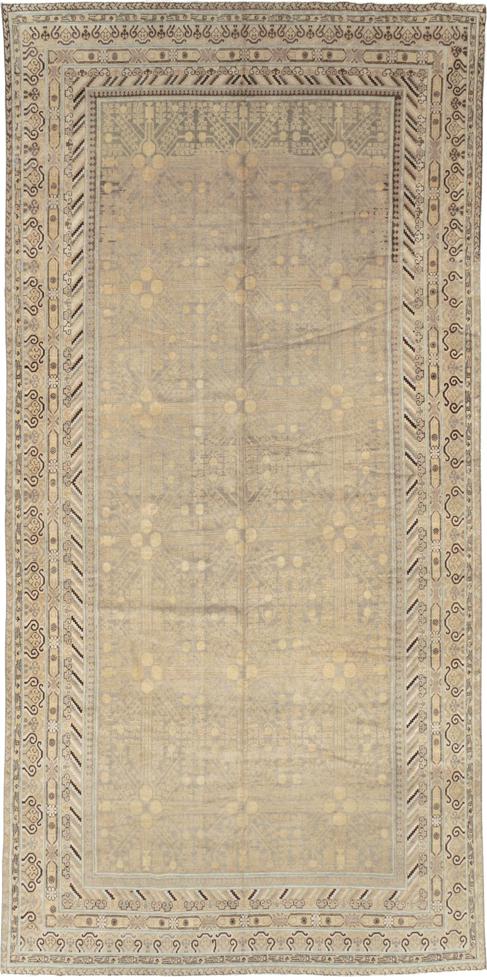 Vintage East Turkestan Khotan Carpet, No.17875 - Gss