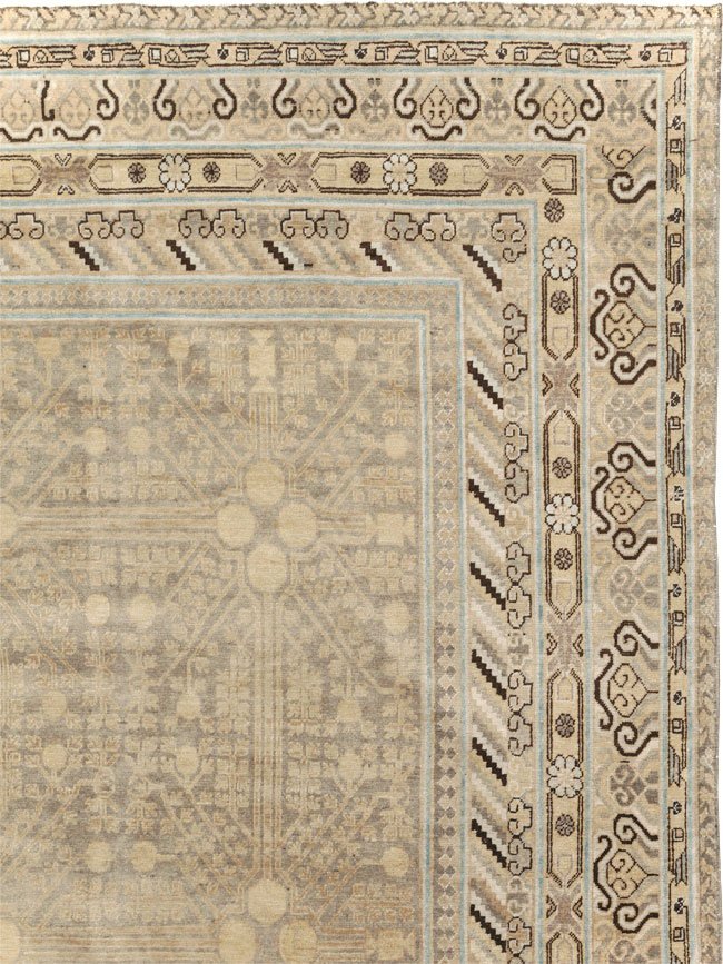 Vintage East Turkestan Khotan Carpet, No.17875 - Gss