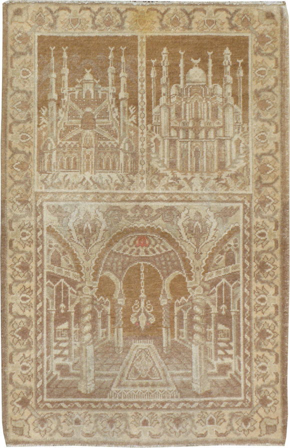 Vintage East Turkestan Khotan Pictorial Rug, No.17896 - Gss