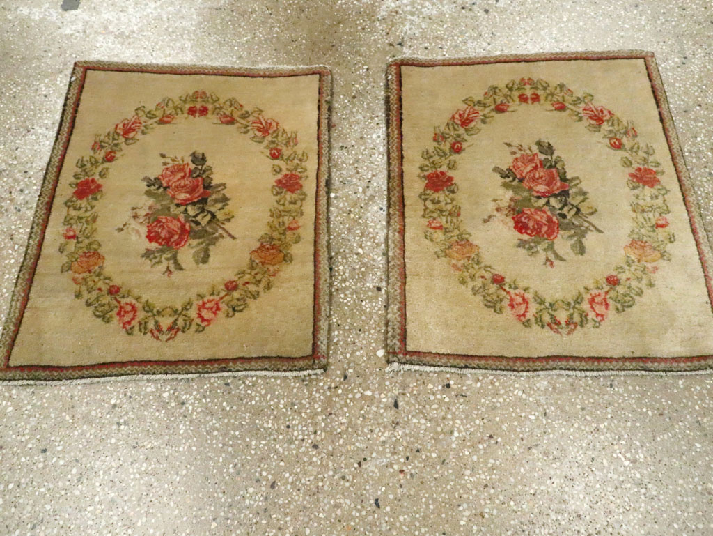 Antique Persian Kashan Throw Rug (Pair: 1 of 2), No.17930 - Gss