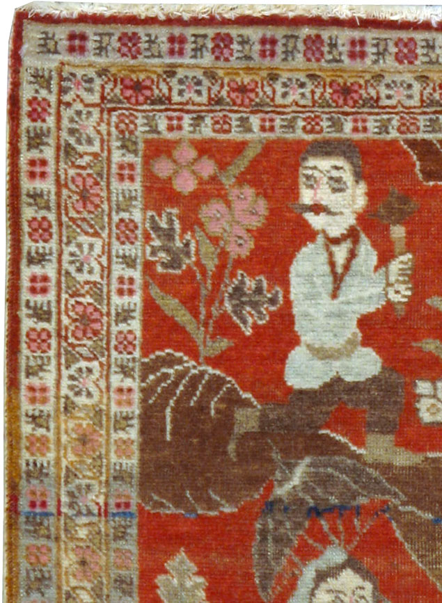 Vintage Persian Tabriz Pictorial Rug, No.17935 - Gss