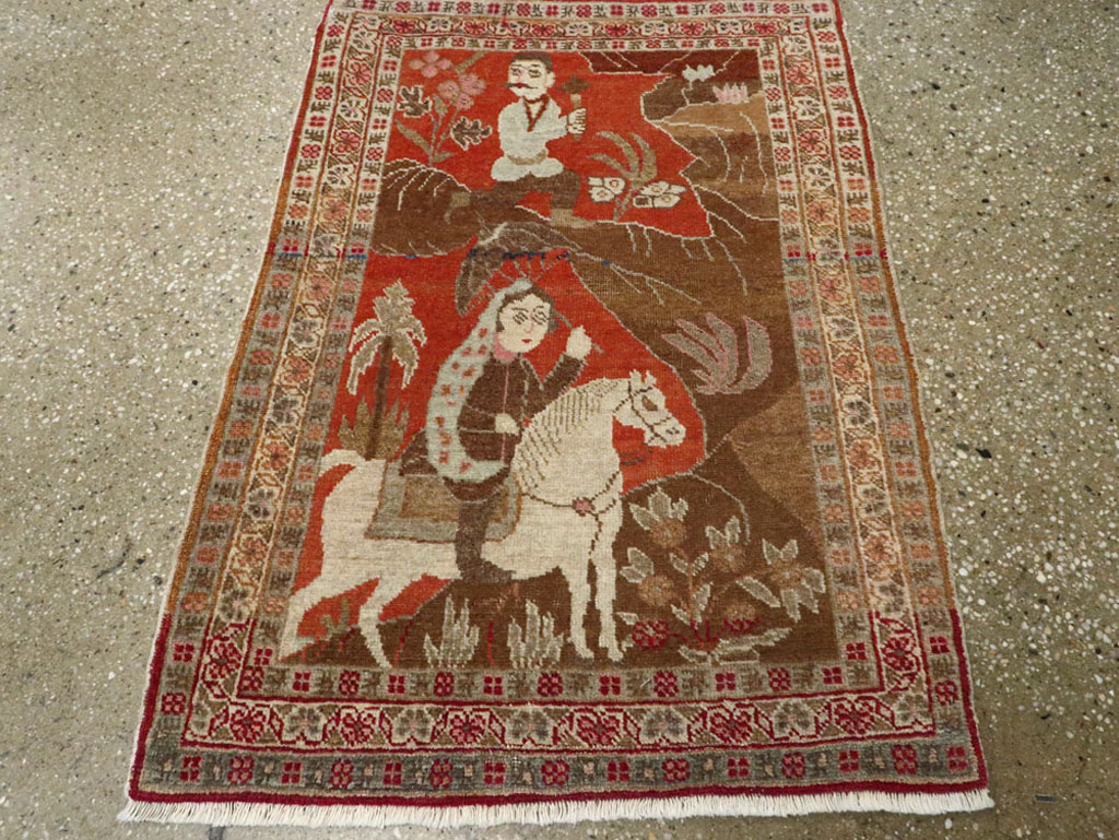 Vintage Persian Tabriz Pictorial Rug, No.17935 - Gss