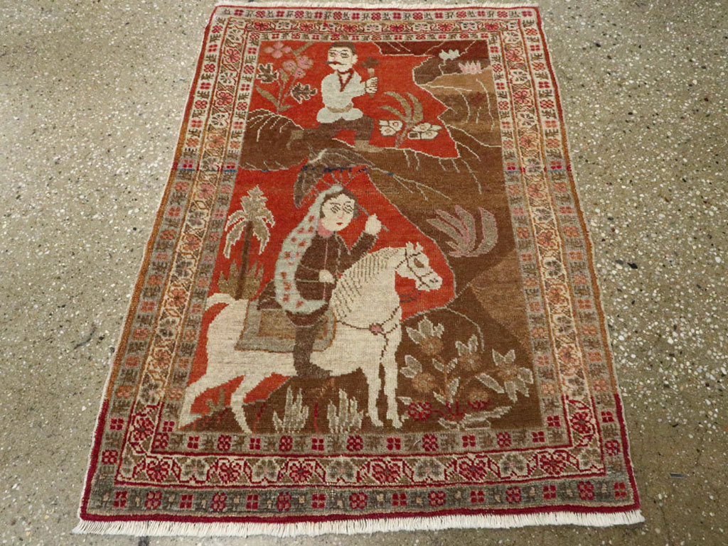 Vintage Persian Tabriz Pictorial Rug, No.17935 - Gss
