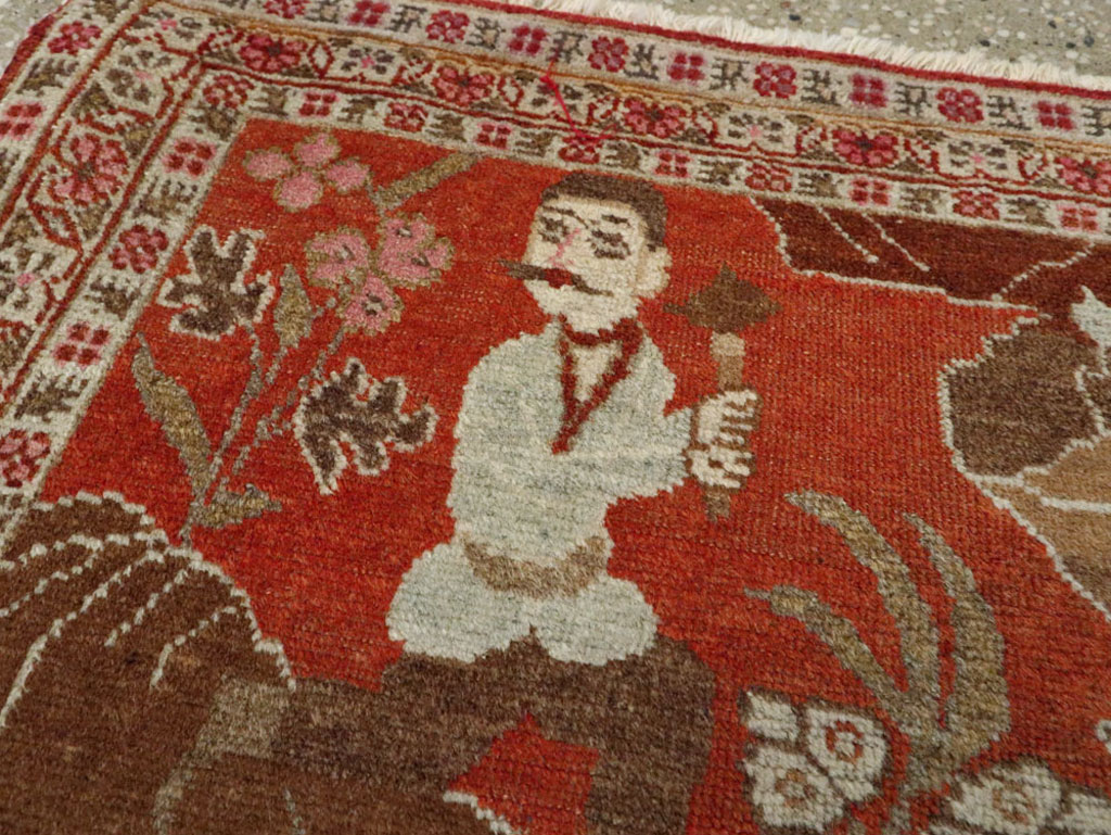 Vintage Persian Tabriz Pictorial Rug, No.17935 - Gss