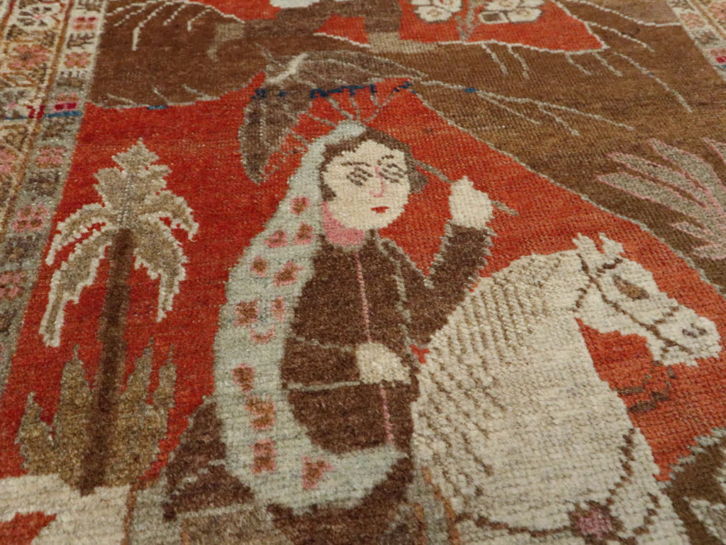 Vintage Persian Tabriz Pictorial Rug, No.17935 - Gss