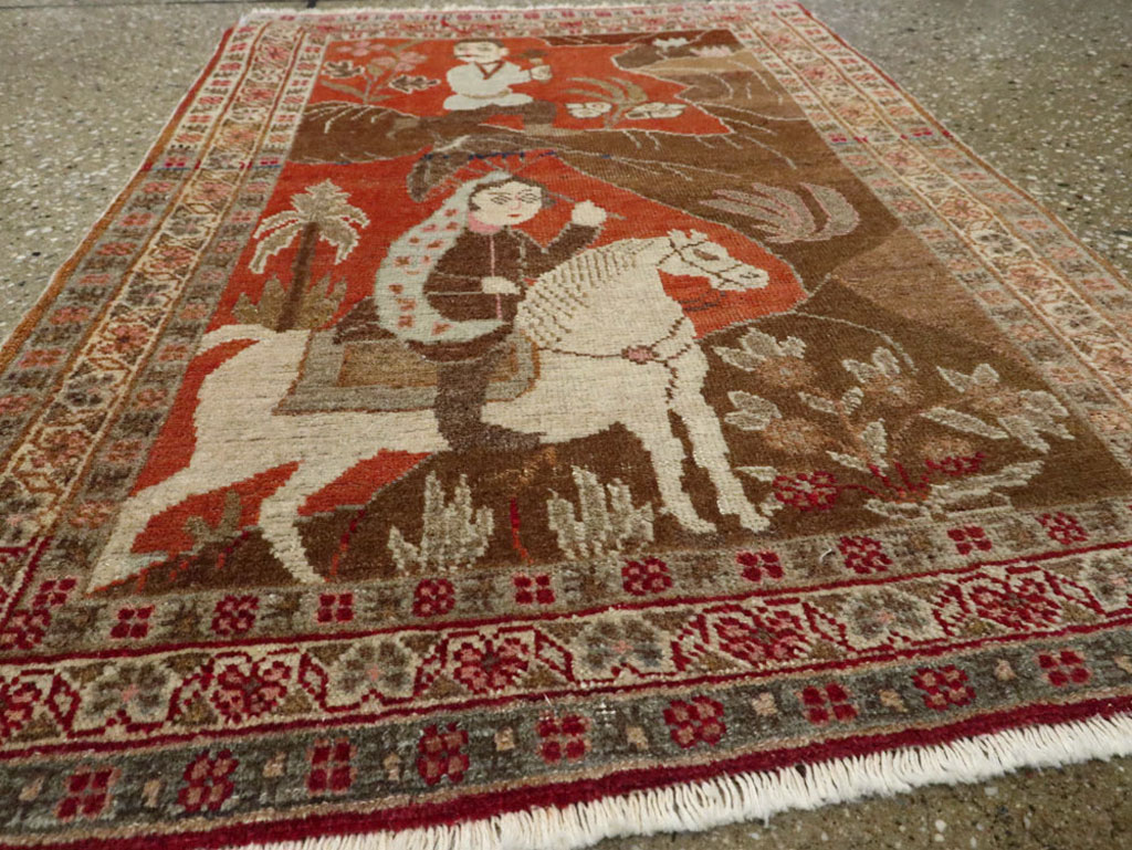 Vintage Persian Tabriz Pictorial Rug, No.17935 - Gss