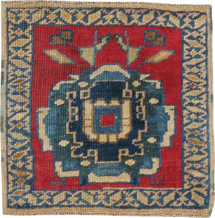 Antique Persian Heriz Square Throw Rug, No.17938 - Gss