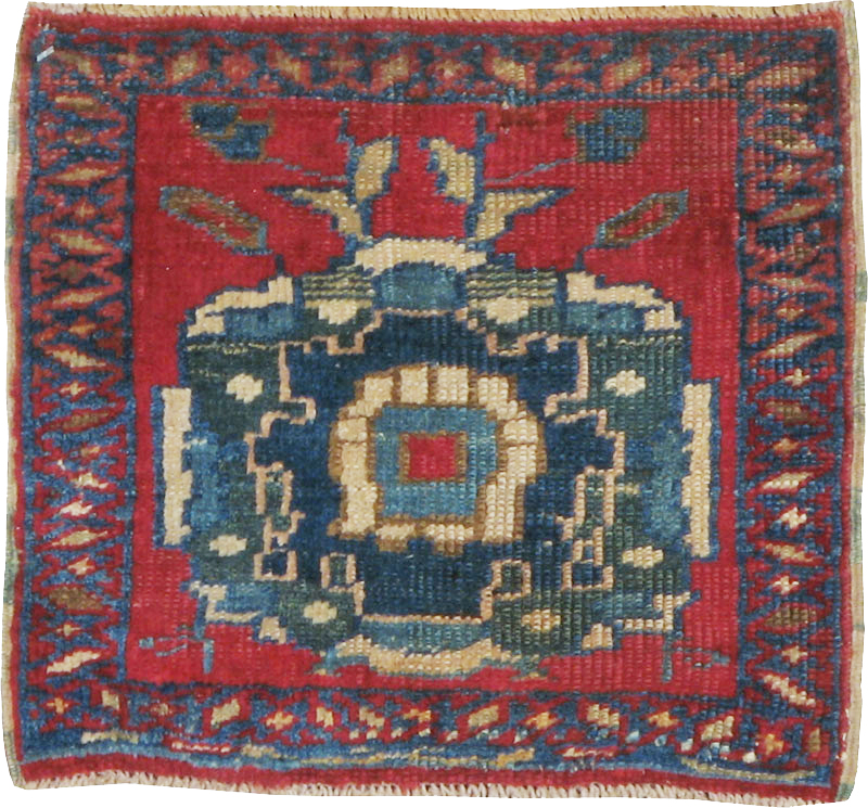 Antique Persian Heriz Square Throw Rug, No.17939 - Gss