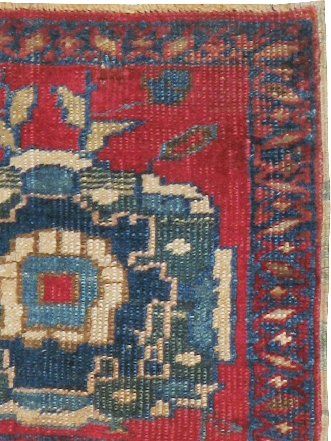 Antique Persian Heriz Square Throw Rug, No.17939 - Gss