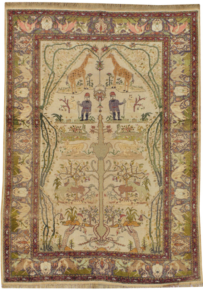 Antique Turkish Kayseri Pictorial Rug, No.17943 - Gss