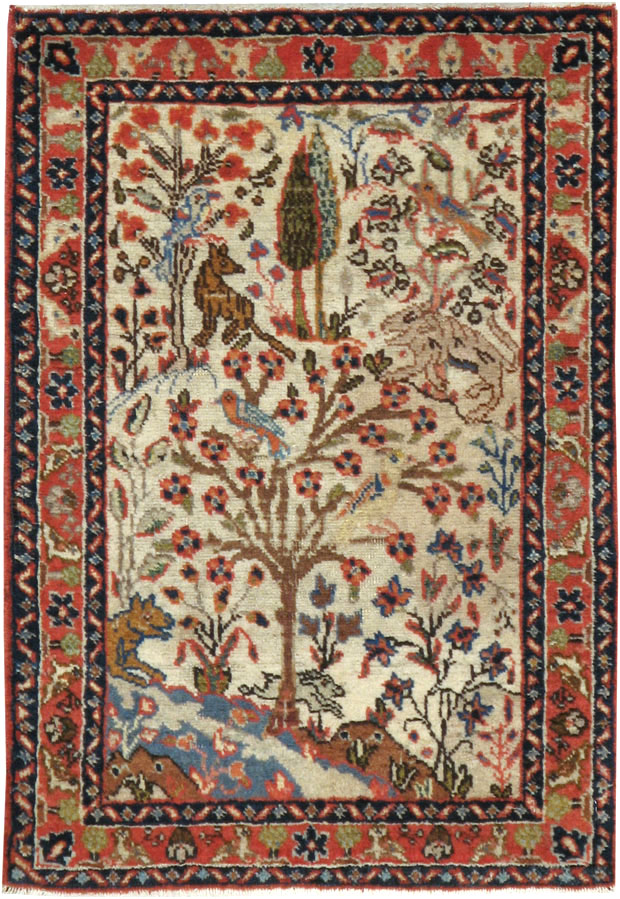 Vintage Persian Tabriz Pictorial Rug, No.17953 - Gss