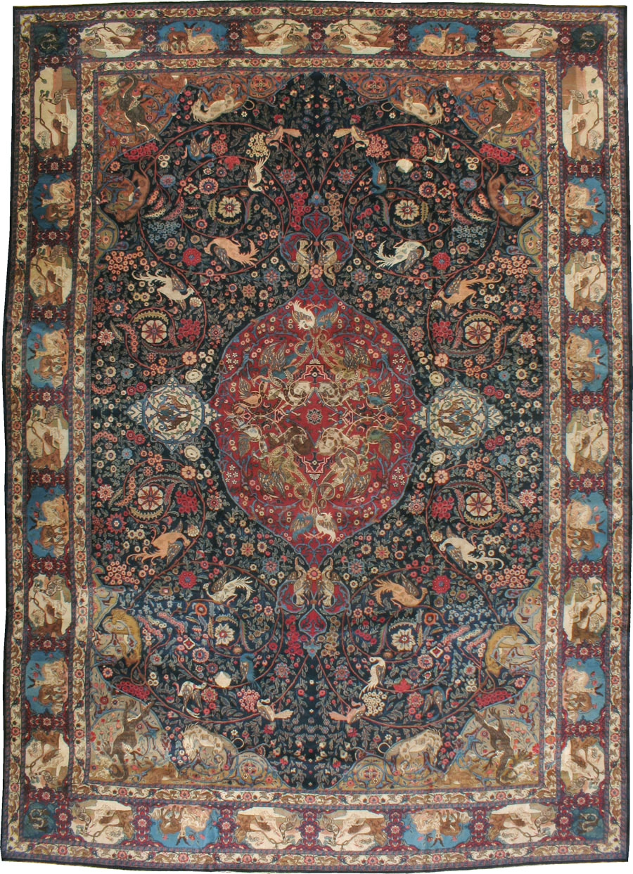 Antique Persian Mashad Pictorial Carpet, No.18016 - Gss