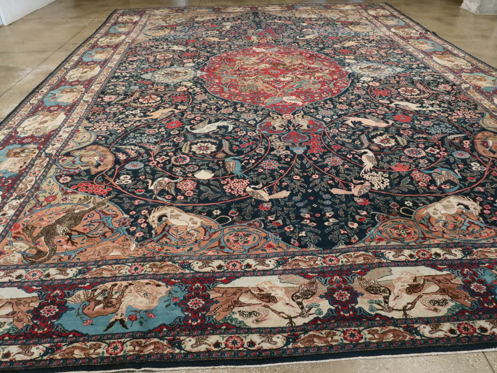 Antique Persian Mashad Pictorial Carpet, No.18016 - Gss