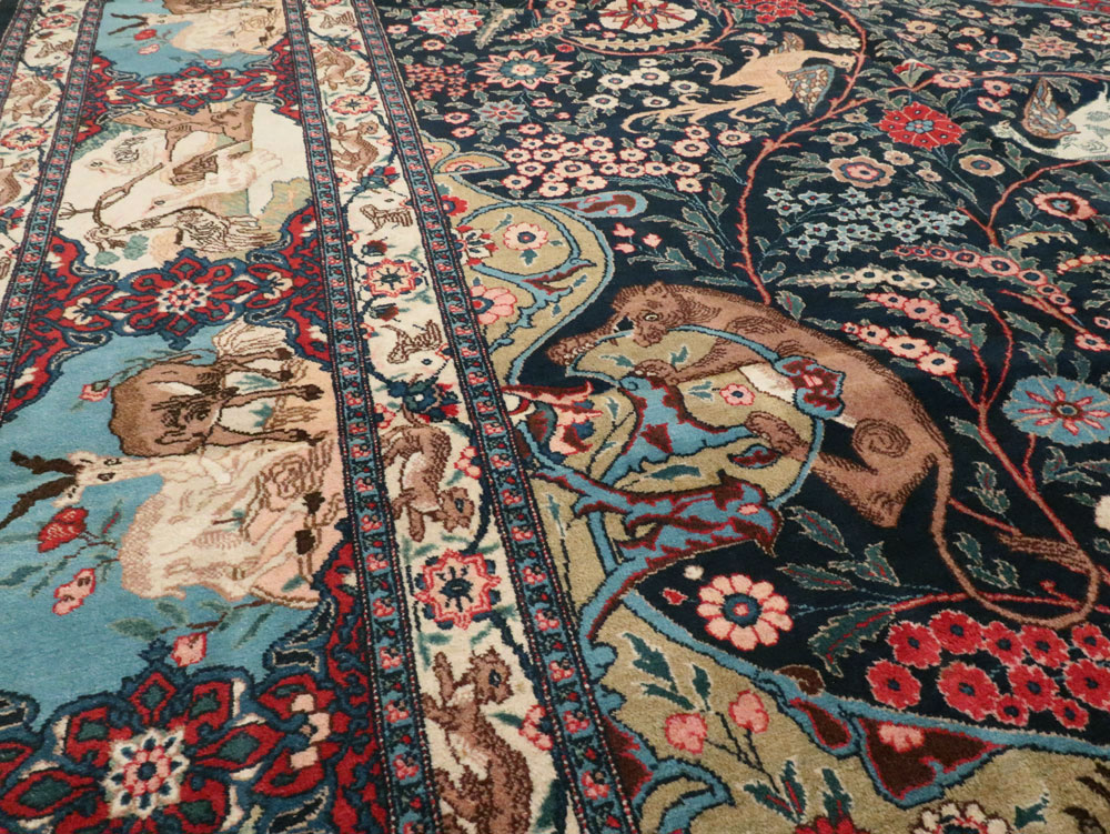 Antique Persian Mashad Pictorial Carpet, No.18016 - Gss