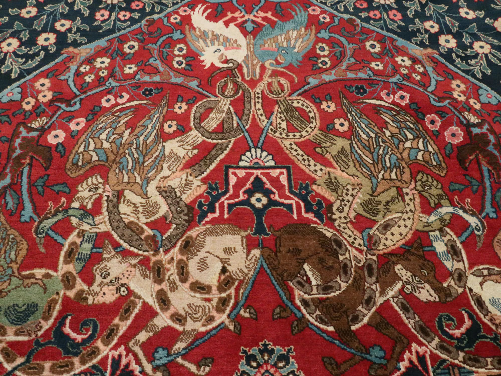 Antique Persian Mashad Pictorial Carpet, No.18016 - Gss