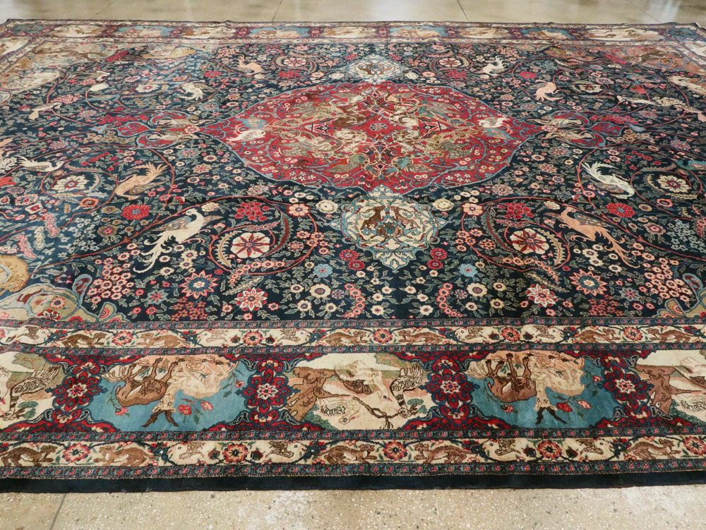 Antique Persian Mashad Pictorial Carpet, No.18016 - Gss