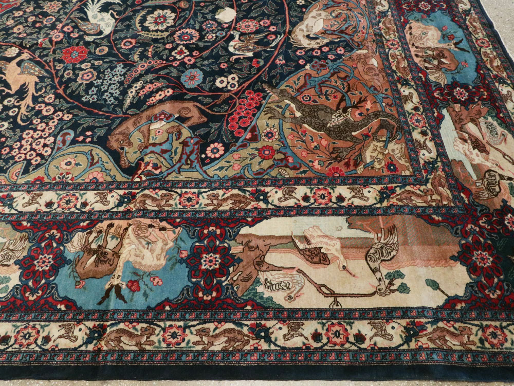 Antique Persian Mashad Pictorial Carpet, No.18016 - Gss
