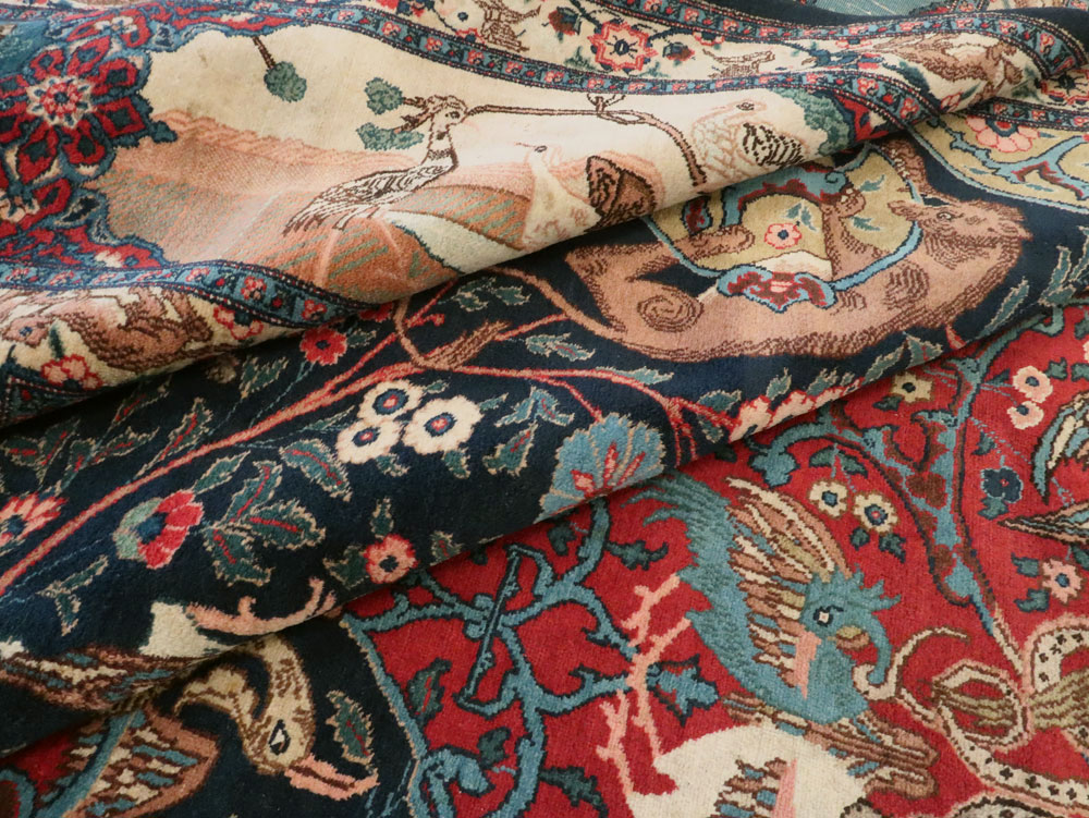 Antique Persian Mashad Pictorial Carpet, No.18016 - Gss