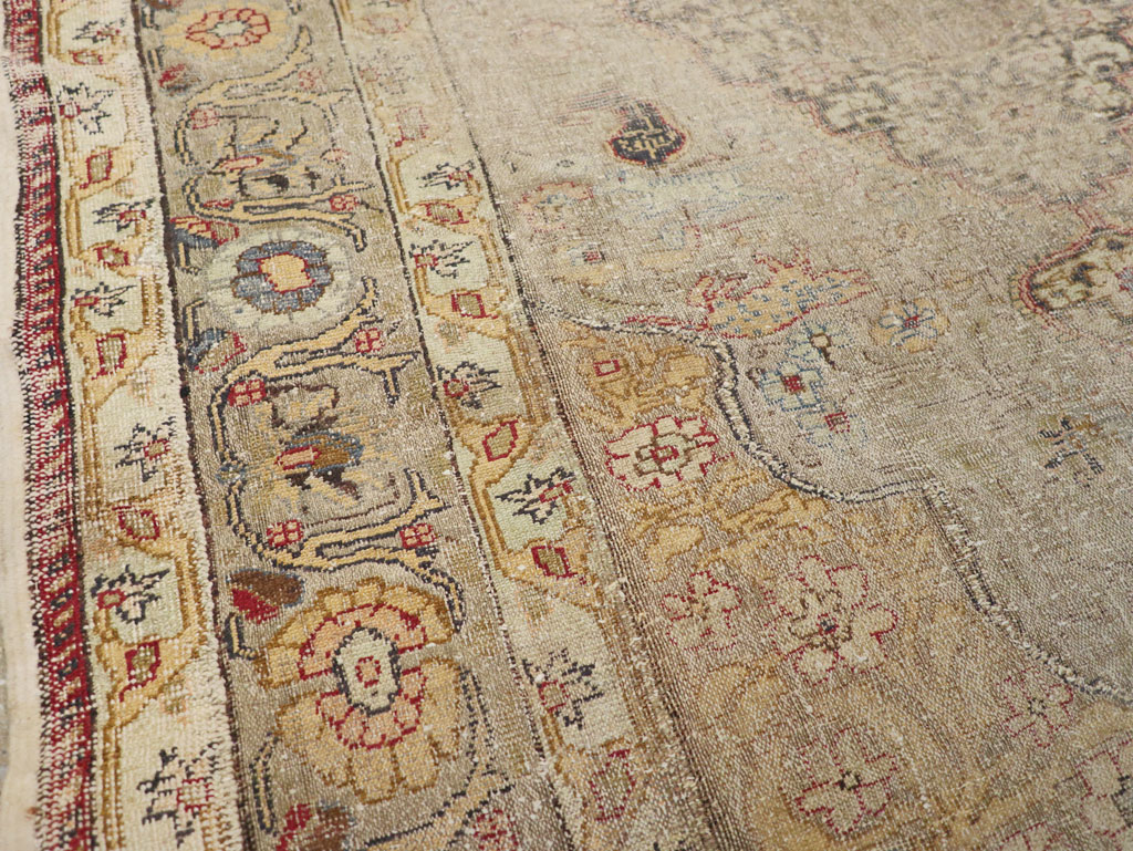 Antique Turkish Silk and Metal Thread Kayseri Accent Rug, No.18070 - Gss