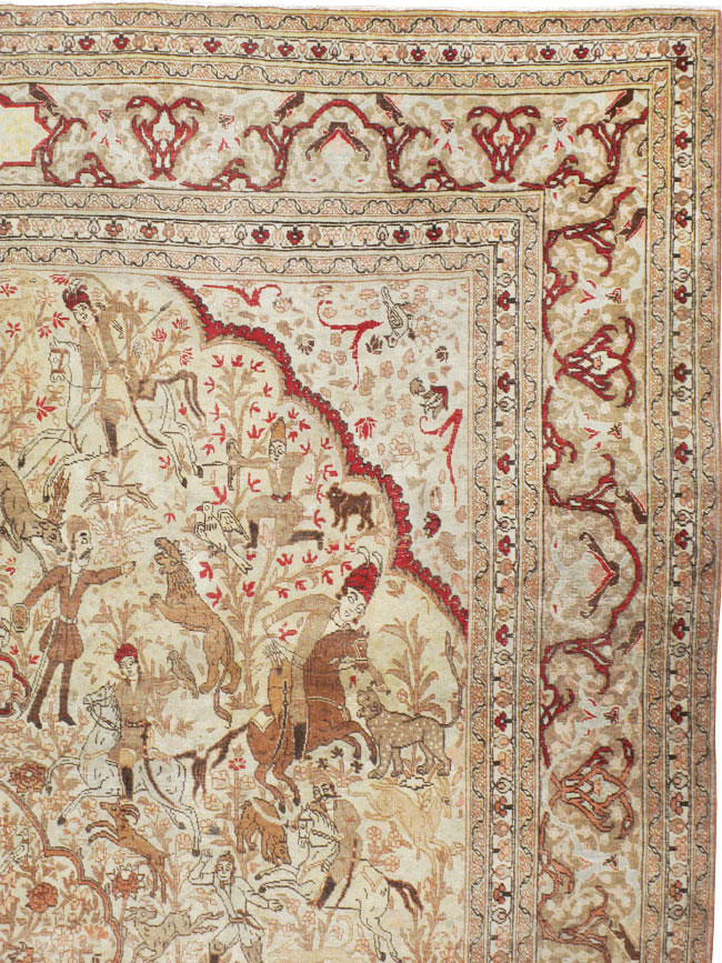 Antique Persian Tabriz Pictorial Carpet, No.18092 - Gss