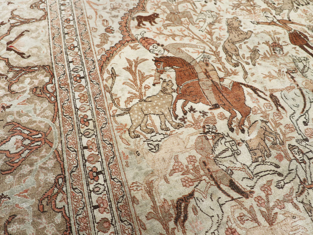 Antique Persian Tabriz Pictorial Carpet, No.18092 - Gss