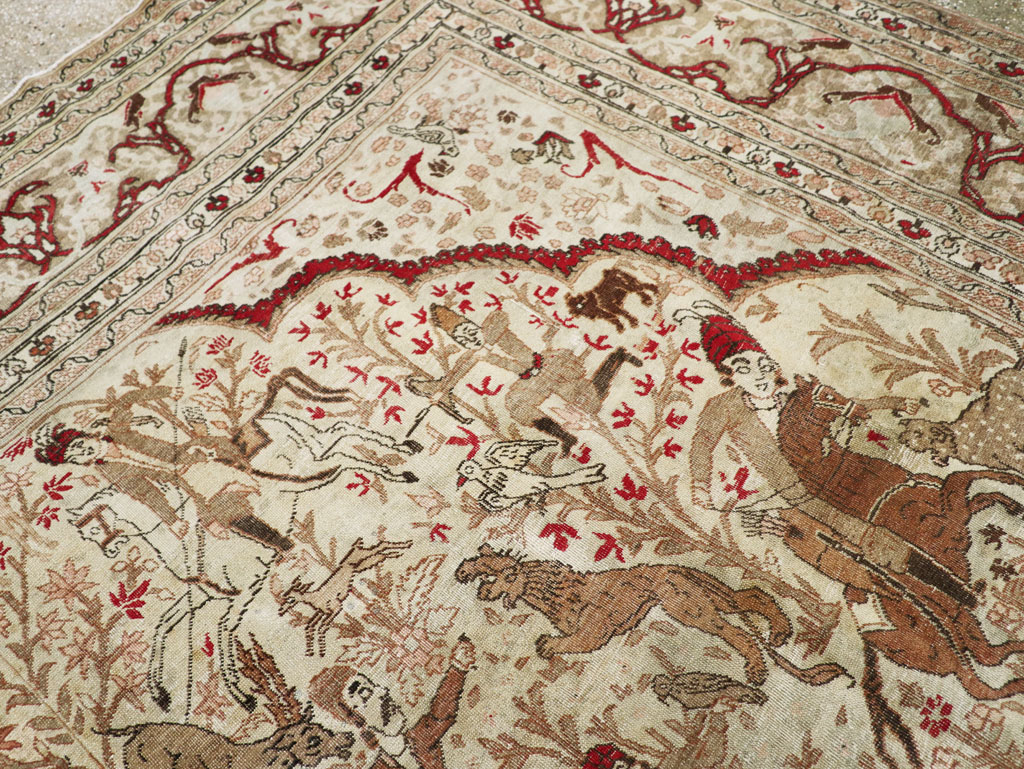 Antique Persian Tabriz Pictorial Carpet, No.18092 - Gss