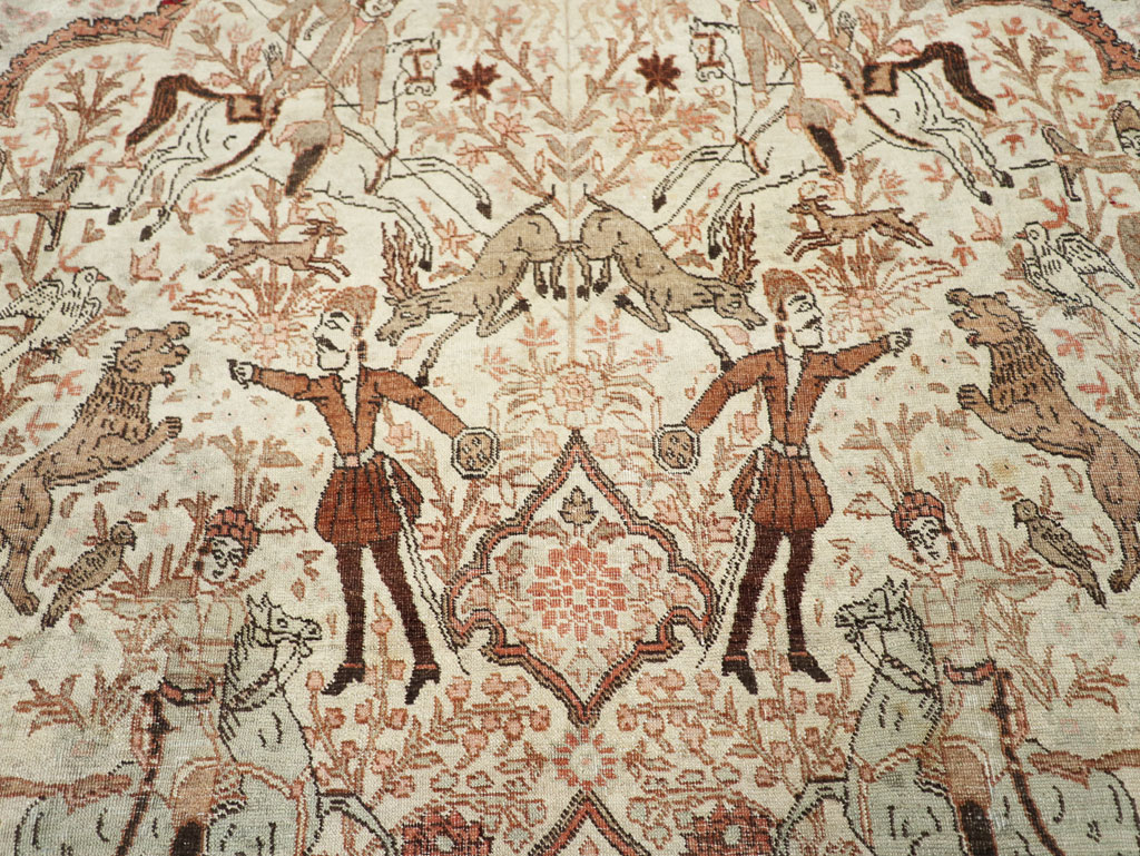 Antique Persian Tabriz Pictorial Carpet, No.18092 - Gss