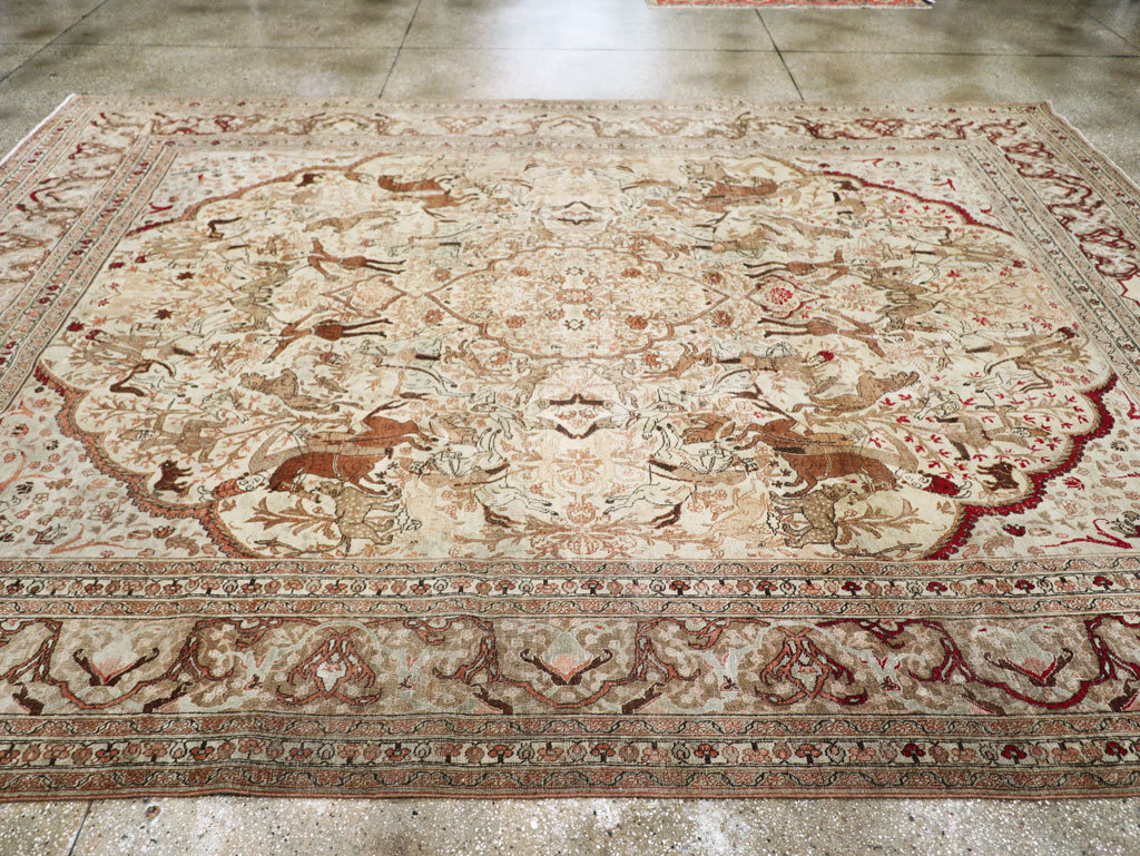 Antique Persian Tabriz Pictorial Carpet, No.18092 - Gss