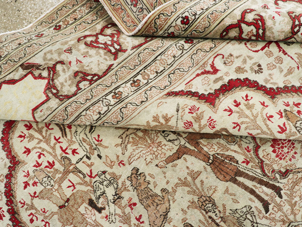 Antique Persian Tabriz Pictorial Carpet, No.18092 - Gss