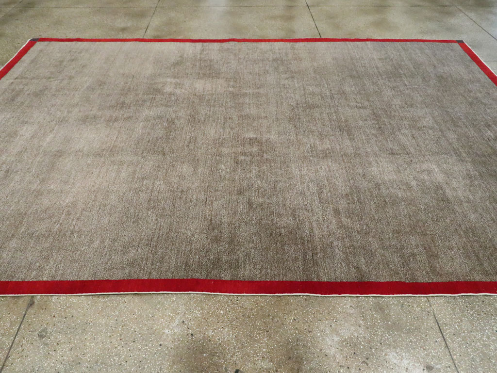 Art Deco Inspired Vintage Persian Mashad Room Size Carpet, No.18142 - Gss