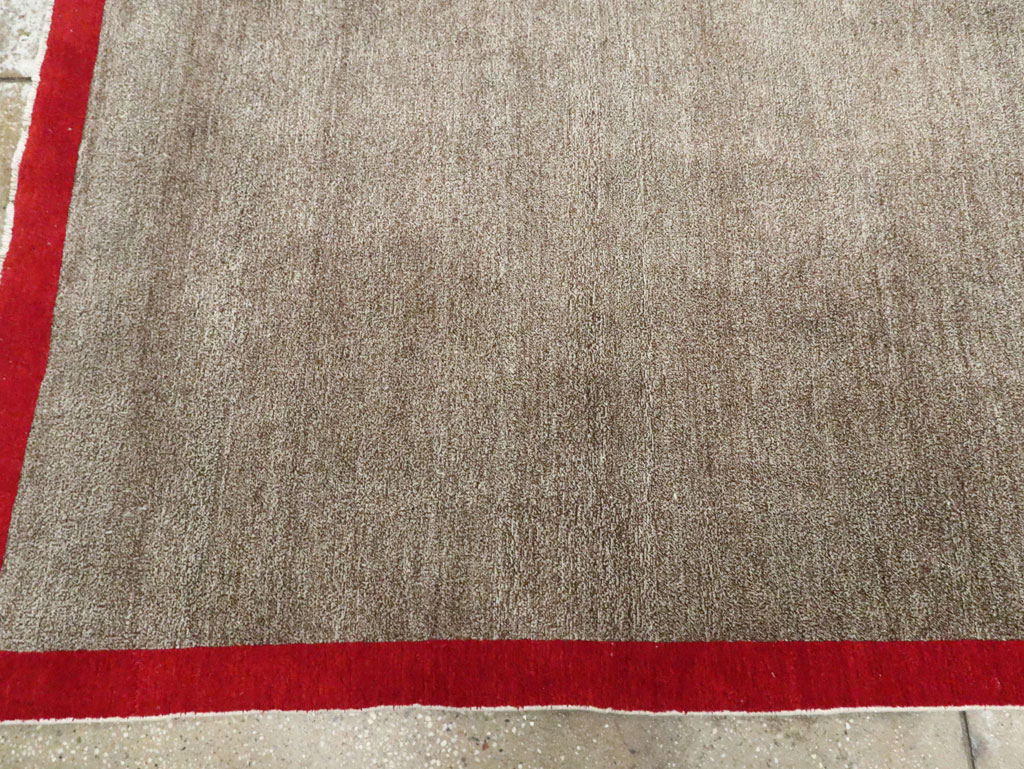 Art Deco Inspired Vintage Persian Mashad Room Size Carpet, No.18142 - Gss