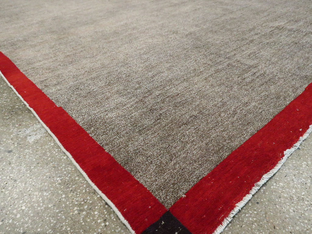 Art Deco Inspired Vintage Persian Mashad Room Size Carpet, No.18142 - Gss