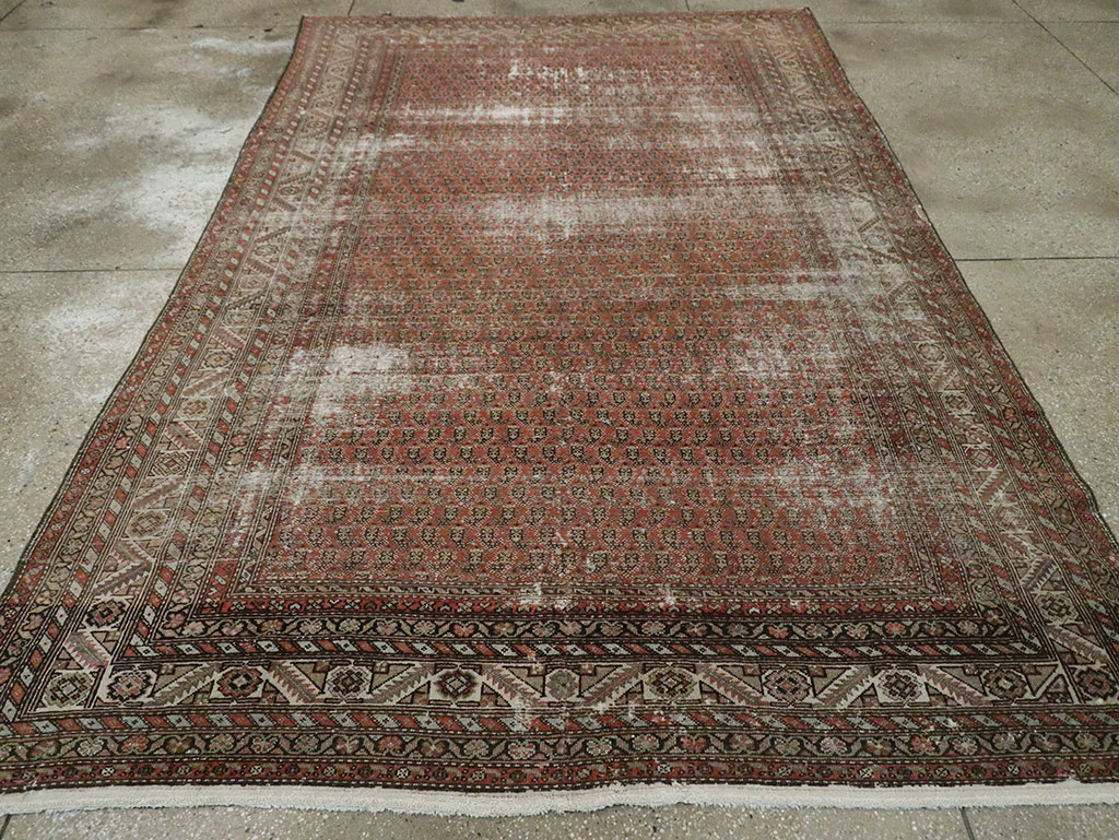 Antique Persian Malayer Distressed Carpet, No.18163 - Gss