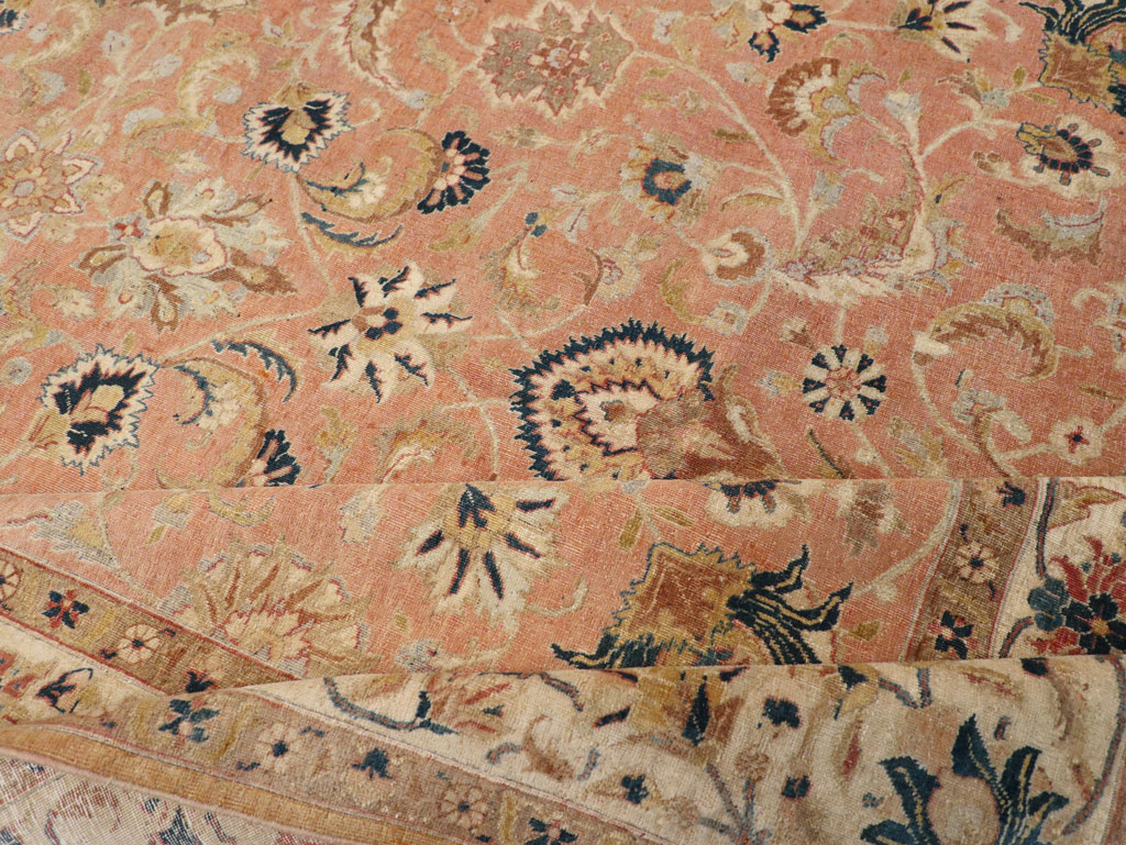 Vintage Persian Tabriz Small Room Size Carpet, No.18184 - Gss