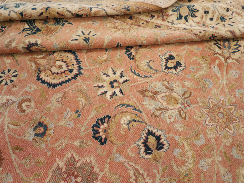 Vintage Persian Tabriz Small Room Size Carpet, No.18184 - Gss