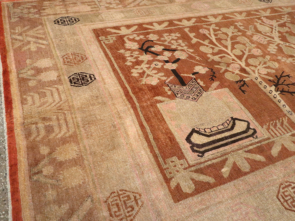 Vintage East Turkestan Khotan Carpet, No.18212 - Gss