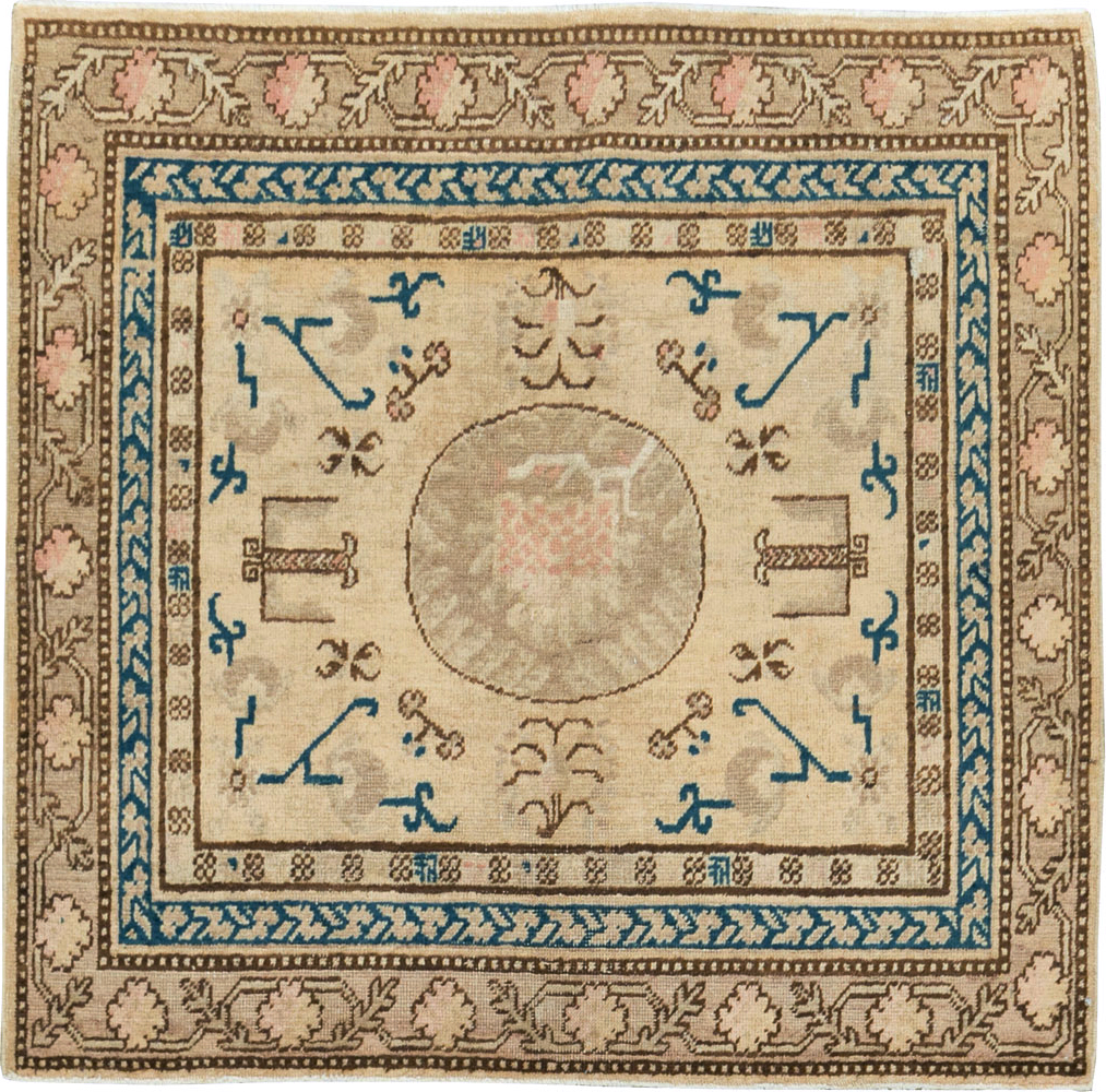 Antique East Turkestan Khotan Square Rug (Pair: 1 of 2), No.18245 - Gss