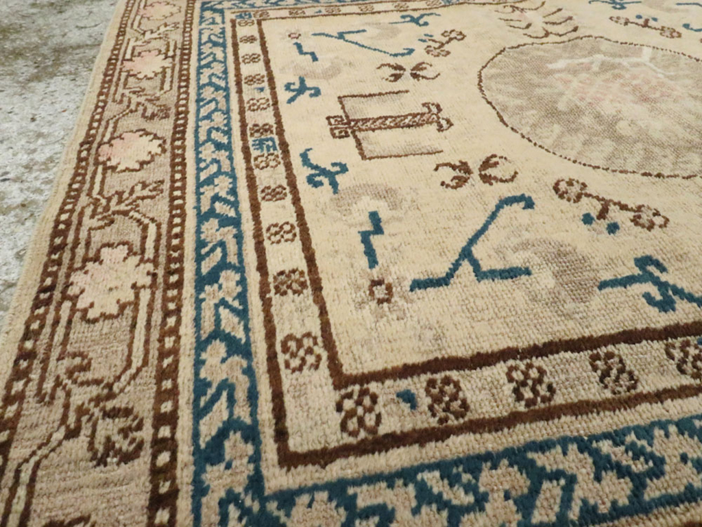 Antique East Turkestan Khotan Square Rug (Pair: 1 of 2), No.18245 - Gss